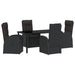 Set de masă pentru grădină cu pernă 5 pcs Negru poliratan - WALTI WALTI