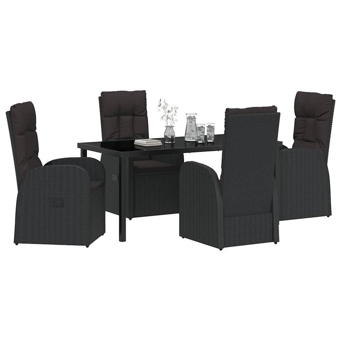 Set de masă pentru grădină cu pernă 5 pcs Negru poliratan - WALTI WALTI