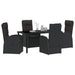 Set de masă pentru grădină cu pernă 5 pcs Negru poliratan - WALTI WALTI