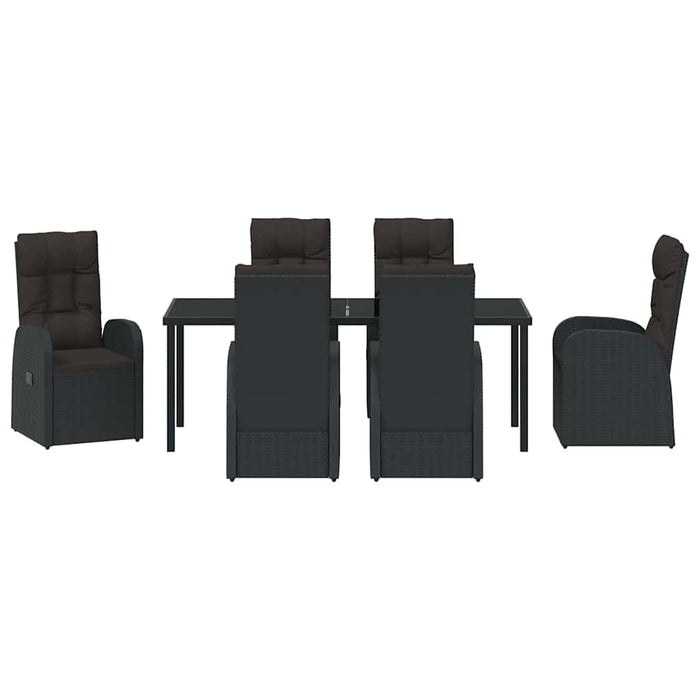 Set de masă pentru grădină cu pernă 7 pcs Negru poliratan - WALTI WALTI