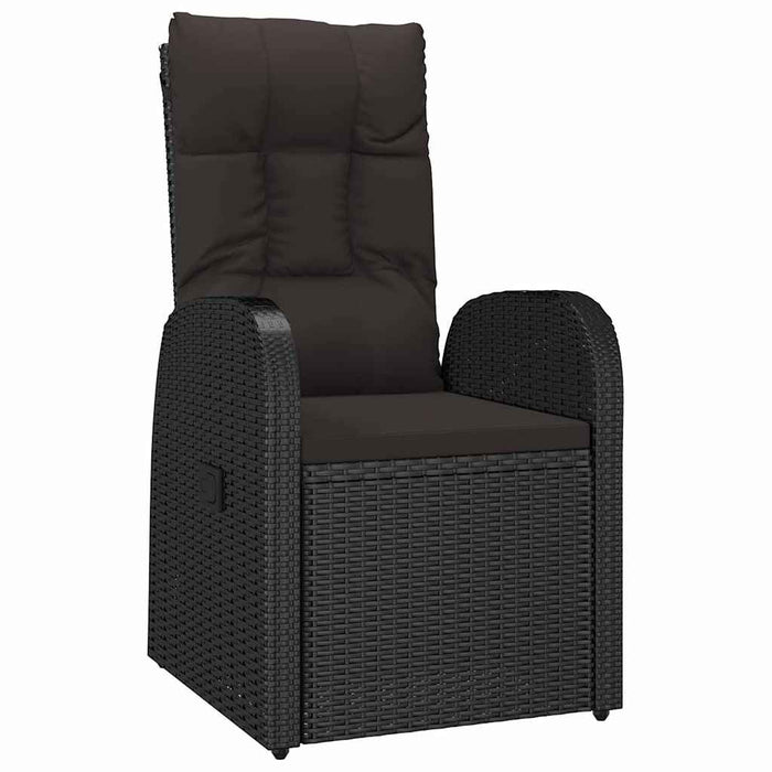 Set de masă pentru grădină cu pernă 9 pcs Negru poliratan - WALTI WALTI