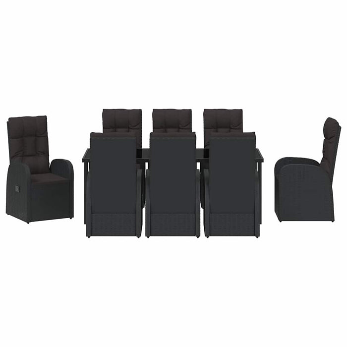 Set de masă pentru grădină cu pernă 9 pcs Negru poliratan - WALTI WALTI