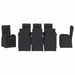 Set de masă pentru grădină cu pernă 9 pcs Negru poliratan - WALTI WALTI