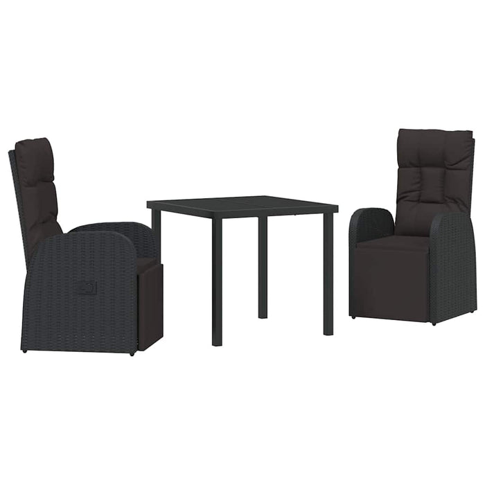 Scaune de grădină cu spătar înclinat cu pernă 3 pcs Negru - WALTI WALTI
