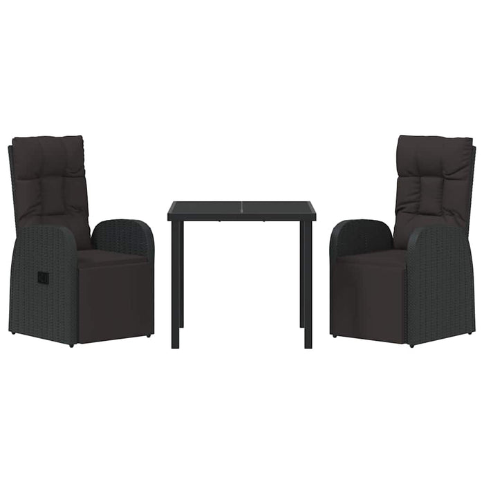 Scaune de grădină cu spătar înclinat cu pernă 3 pcs Negru - WALTI WALTI