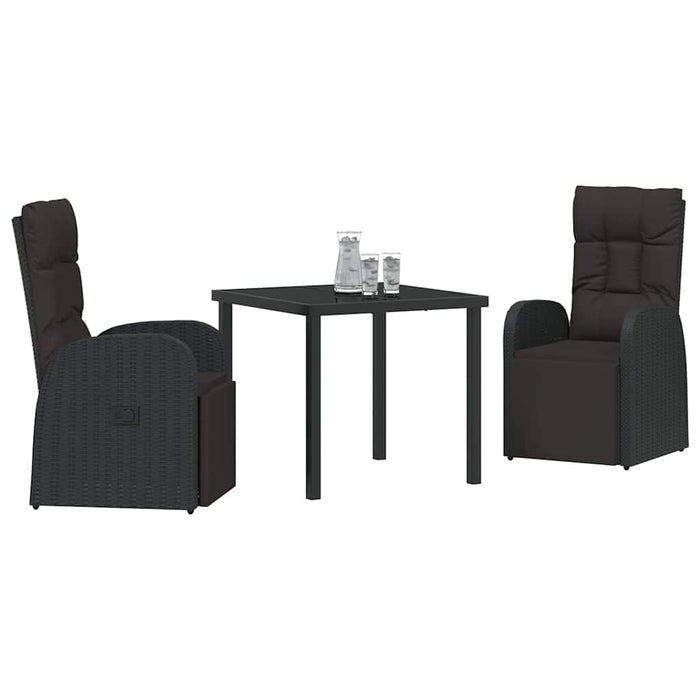 Scaune de grădină cu spătar înclinat cu pernă 3 pcs Negru - WALTI WALTI