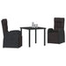 Scaune de grădină cu spătar înclinat cu pernă 3 pcs Negru - WALTI WALTI