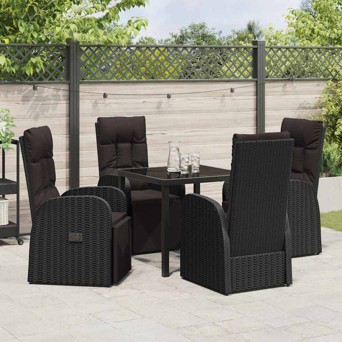 Scaune de Grădină cu Funcție de Înclinare cu pernă 5 pcs Negru - WALTI WALTI