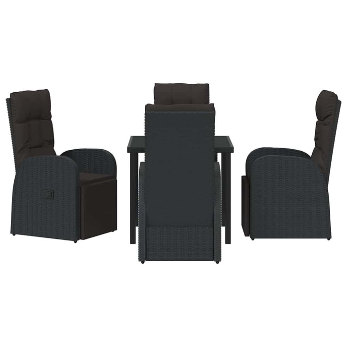 Scaune de Grădină cu Funcție de Înclinare cu pernă 5 pcs Negru - WALTI WALTI