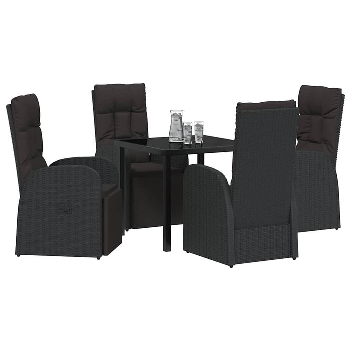 Scaune de Grădină cu Funcție de Înclinare cu pernă 5 pcs Negru - WALTI WALTI