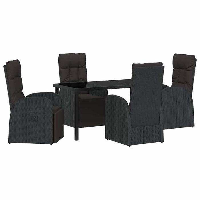 Set de masă pentru grădină cu pernă 5 pcs Negru poliratan - WALTI WALTI