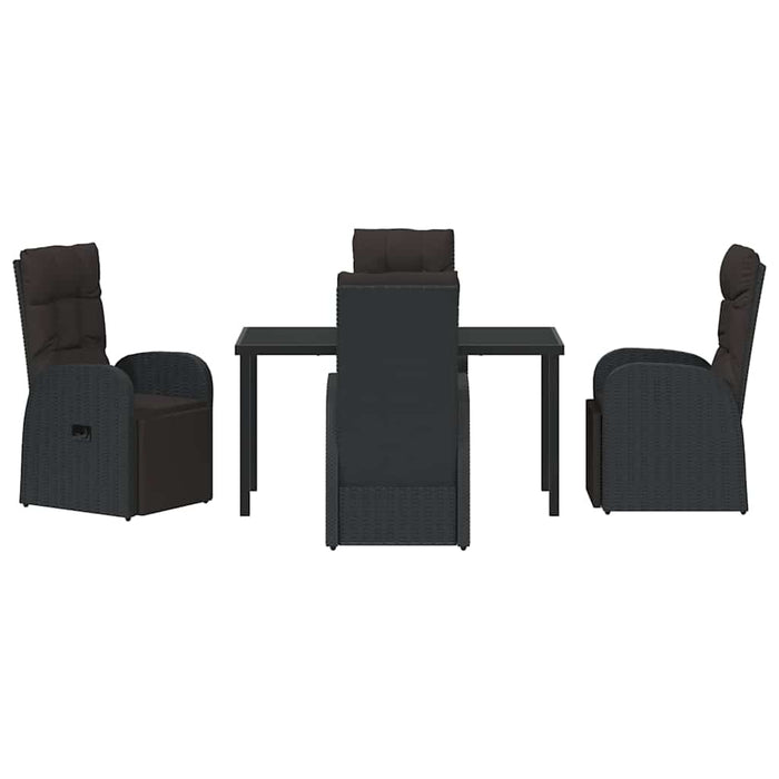 Set de masă pentru grădină cu pernă 5 pcs Negru poliratan - WALTI WALTI