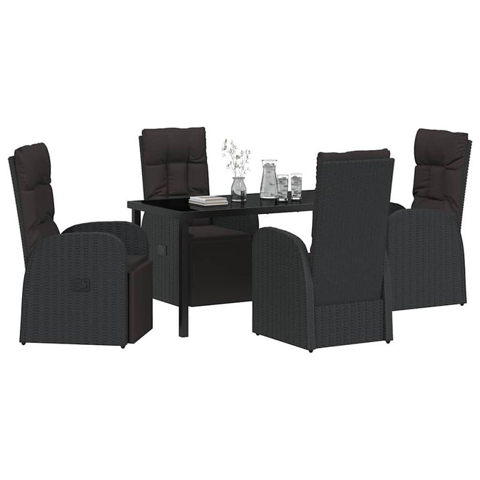 Set de masă pentru grădină cu pernă 5 pcs Negru poliratan - WALTI WALTI