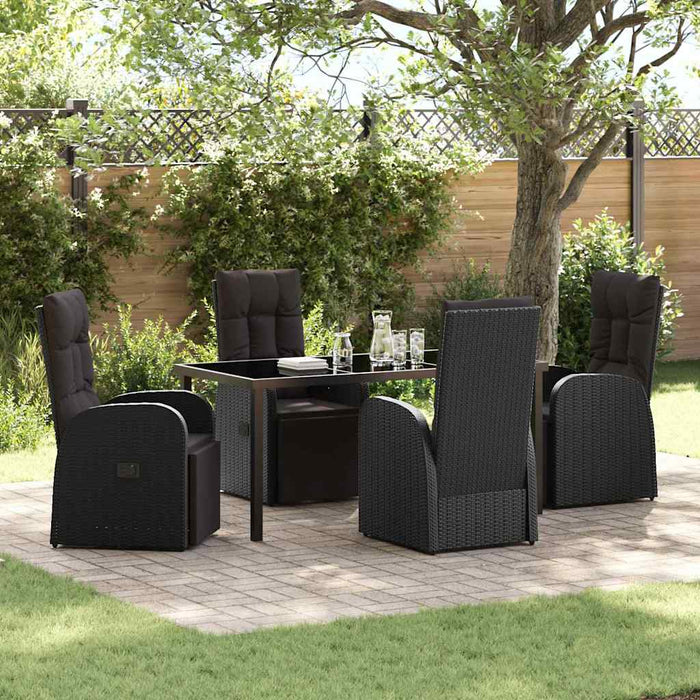 Set de masă pentru grădină cu pernă 5 pcs Negru poliratan - WALTI WALTI