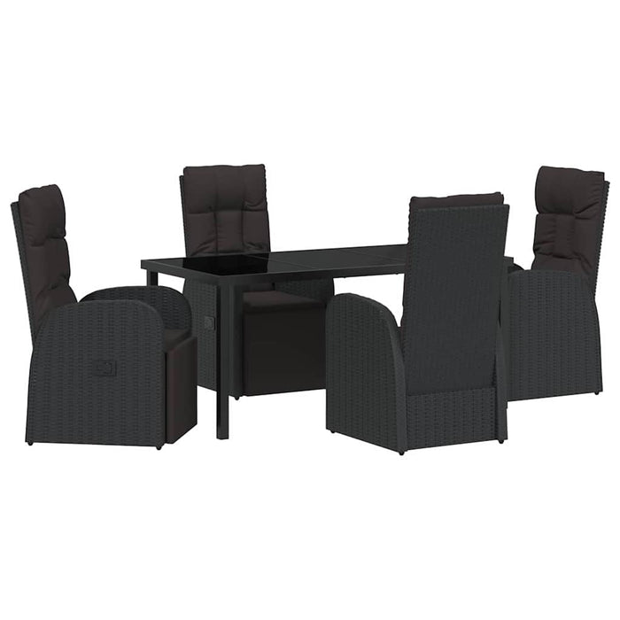 Set de masă pentru grădină cu pernă 5 pcs Negru poliratan - WALTI WALTI