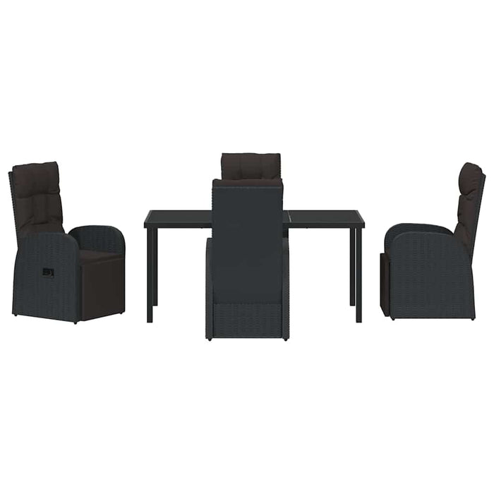 Set de masă pentru grădină cu pernă 5 pcs Negru poliratan - WALTI WALTI