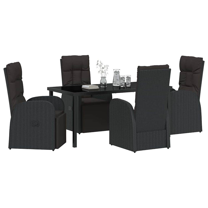 Set de masă pentru grădină cu pernă 5 pcs Negru poliratan - WALTI WALTI