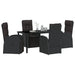 Set de masă pentru grădină cu pernă 5 pcs Negru poliratan - WALTI WALTI