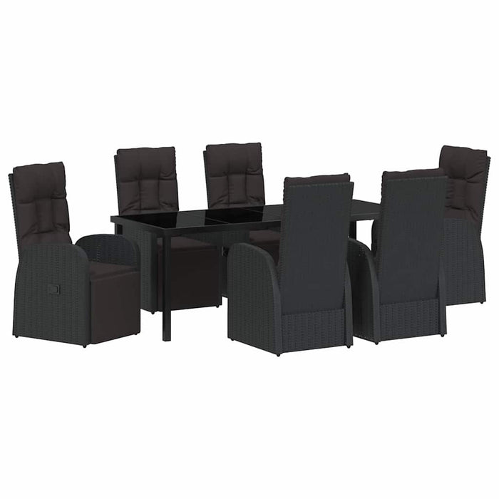 Set de masă pentru grădină cu pernă 7 pcs Negru poliratan - WALTI WALTI