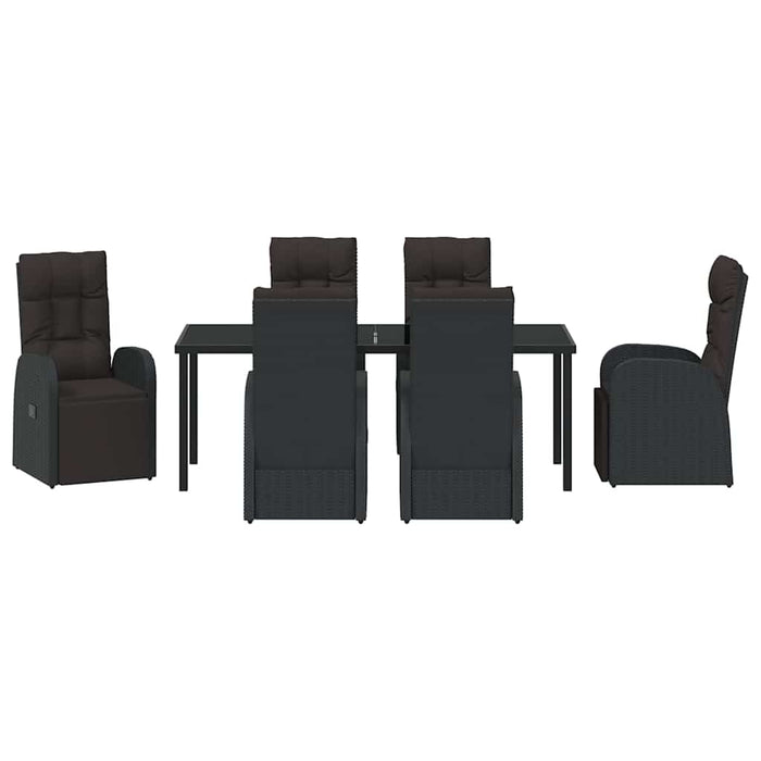 Set de masă pentru grădină cu pernă 7 pcs Negru poliratan - WALTI WALTI