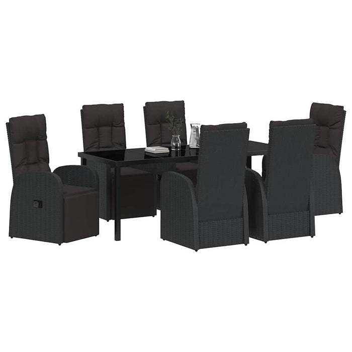 Set de masă pentru grădină cu pernă 7 pcs Negru poliratan - WALTI WALTI