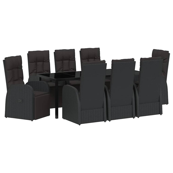 Set de masă pentru grădină cu pernă 9 pcs Negru poliratan - WALTI WALTI
