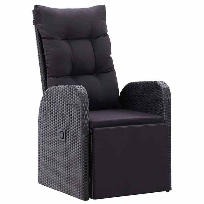Set de masă pentru grădină cu pernă 9 pcs Negru poliratan - WALTI WALTI