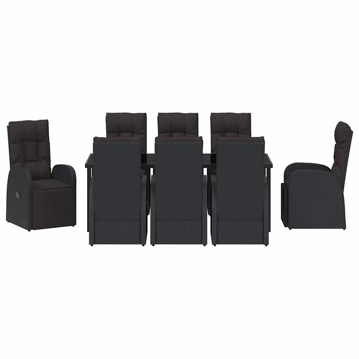 Set de masă pentru grădină cu pernă 9 pcs Negru poliratan - WALTI WALTI
