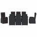 Set de masă pentru grădină cu pernă 9 pcs Negru poliratan - WALTI WALTI