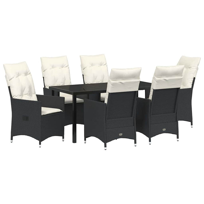 Set de masă pentru grădină cu pernă 7 pcs Negru poliratan - WALTI WALTI