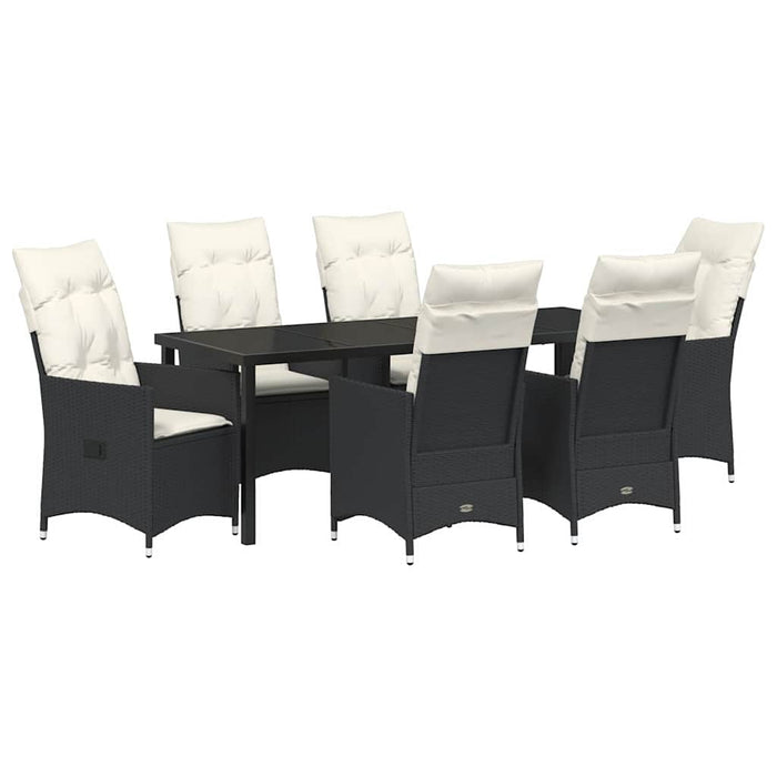 Set de masă pentru grădină cu pernă 7 pcs Negru poliratan - WALTI WALTI