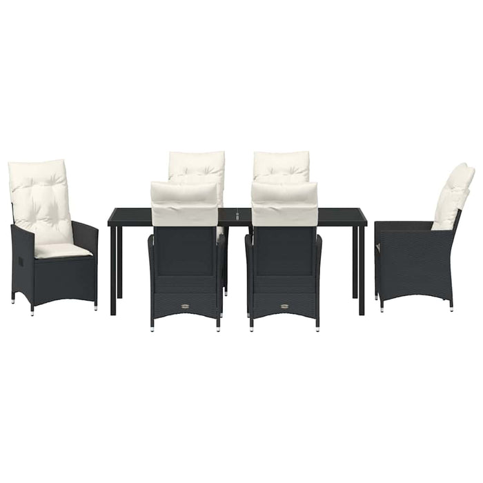 Set de masă pentru grădină cu pernă 7 pcs Negru poliratan - WALTI WALTI