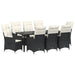 Set de masă pentru grădină cu pernă 9 pcs Negru poliratan - WALTI WALTI