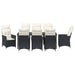 Set de masă pentru grădină cu pernă 9 pcs Negru poliratan - WALTI WALTI