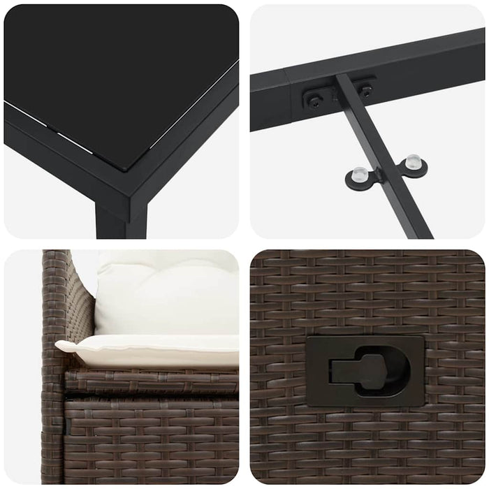 Set de masă pentru grădină cu pernă 7 pcs Maro poliratan - WALTI WALTI