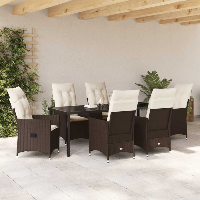 Set de masă pentru grădină cu pernă 7 pcs Maro poliratan - WALTI WALTI