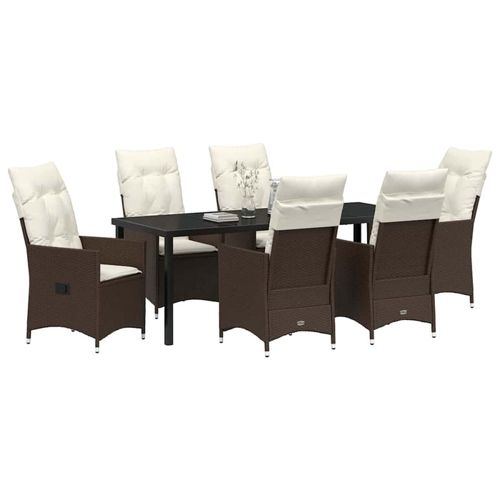 Set de masă pentru grădină cu pernă 7 pcs Maro poliratan - WALTI WALTI