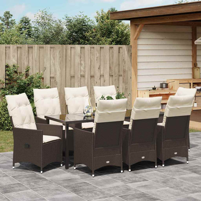 Set de masă pentru grădină cu pernă 9 pcs Maro poliratan - WALTI WALTI