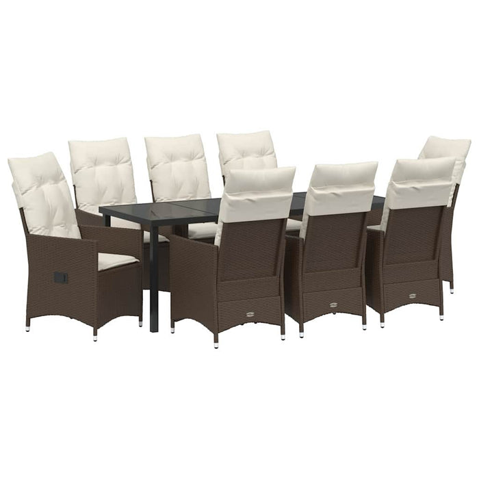 Set de masă pentru grădină cu pernă 9 pcs Maro poliratan - WALTI WALTI