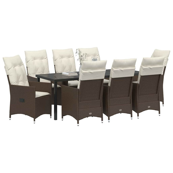 Set de masă pentru grădină cu pernă 9 pcs Maro poliratan - WALTI WALTI
