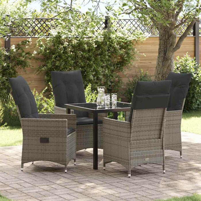 Set de masă pentru grădină cu pernă 5 pcs Gri Rattan poli - WALTI WALTI