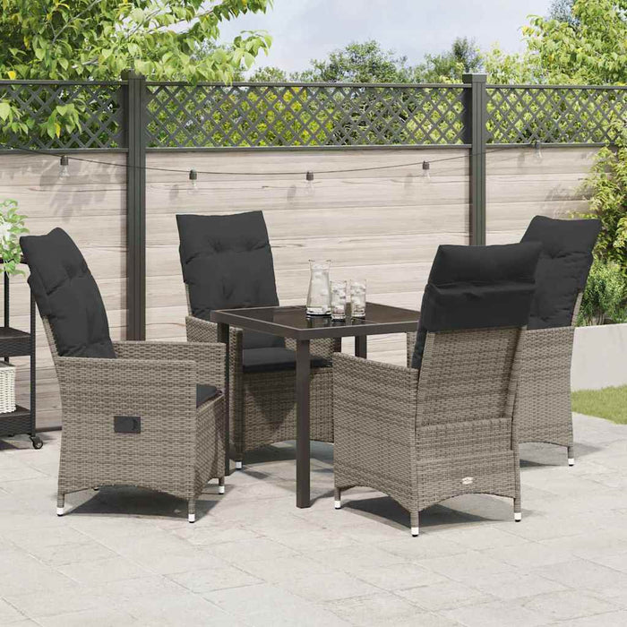 Set de masă pentru grădină cu pernă 5 pcs Gri Rattan poli - WALTI WALTI