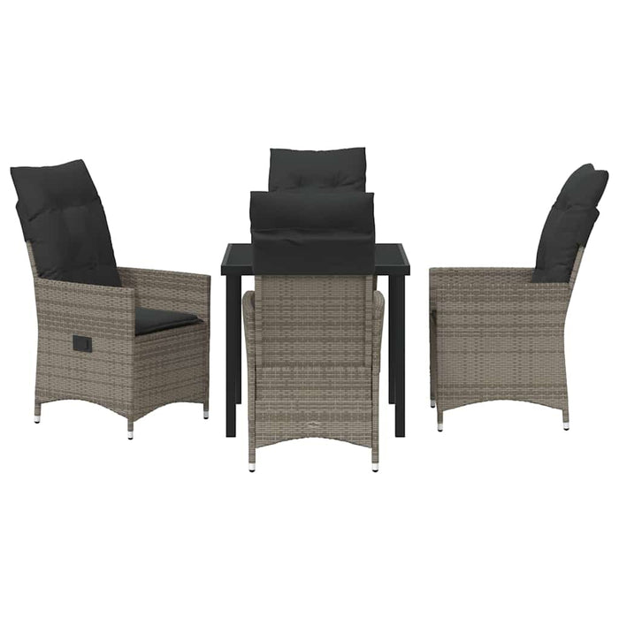 Set de masă pentru grădină cu pernă 5 pcs Gri Rattan poli - WALTI WALTI