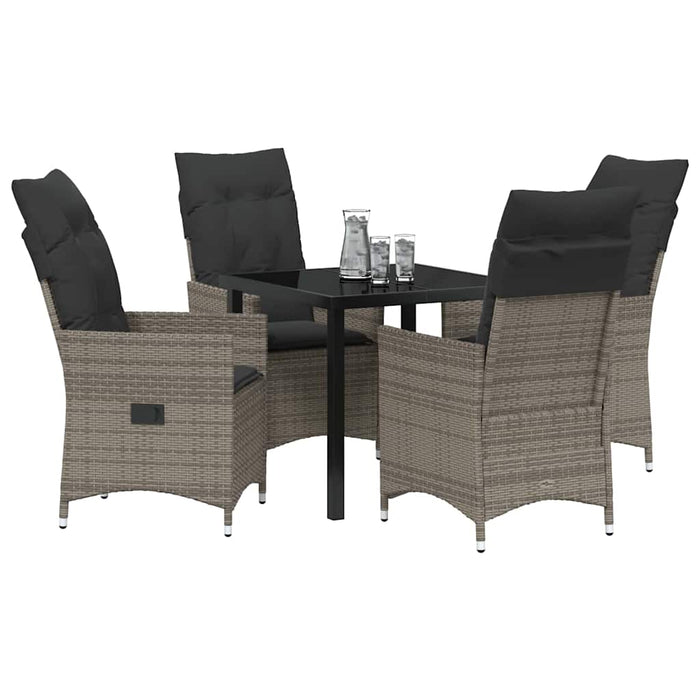 Set de masă pentru grădină cu pernă 5 pcs Gri Rattan poli - WALTI WALTI