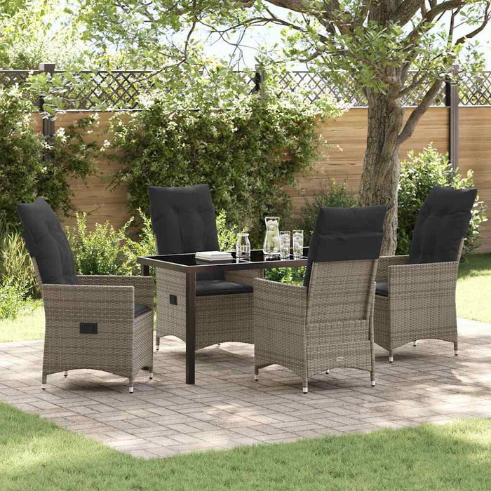 Set de masă pentru grădină cu pernă 5 pcs Gri Rattan poli - WALTI WALTI