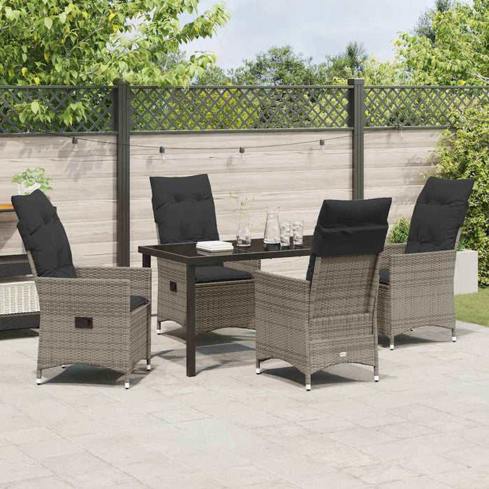 Set de masă pentru grădină cu pernă 5 pcs Gri Rattan poli - WALTI WALTI
