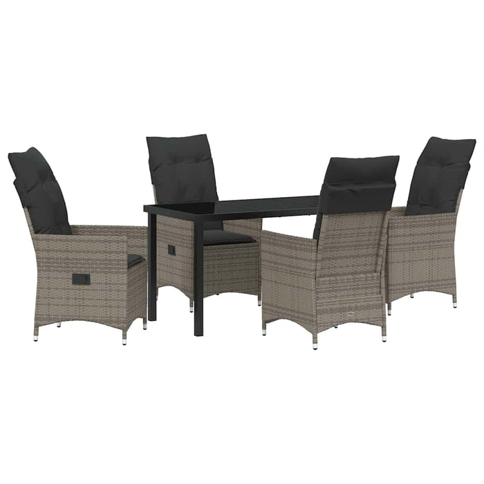 Set de masă pentru grădină cu pernă 5 pcs Gri Rattan poli - WALTI WALTI