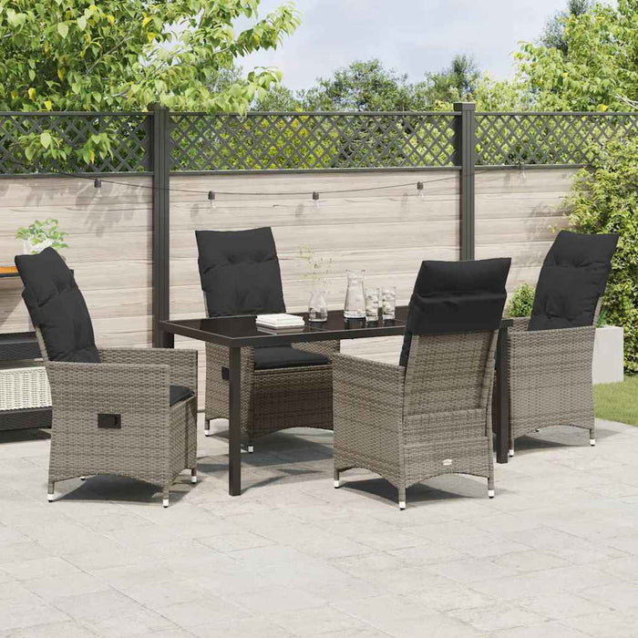 Set de masă pentru grădină cu pernă 5 pcs Gri poliratan - WALTI WALTI