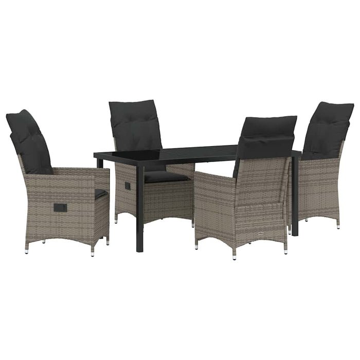 Set de masă pentru grădină cu pernă 5 pcs Gri poliratan - WALTI WALTI