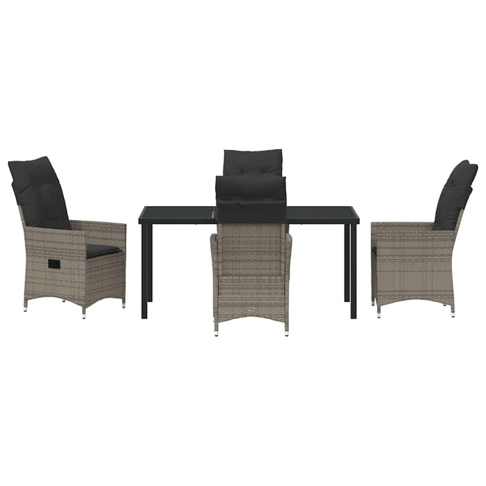 Set de masă pentru grădină cu pernă 5 pcs Gri poliratan - WALTI WALTI